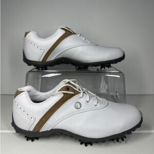 Footjoy LoPro Collection Women's Golf Shoes White Brown 97173 Size 6.5 Spikes
